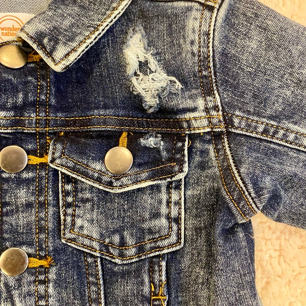 NWOT Wonder Nation Distress Dark Blue Acid Wash Jean Jacket for Kids - Picture 5 of 6